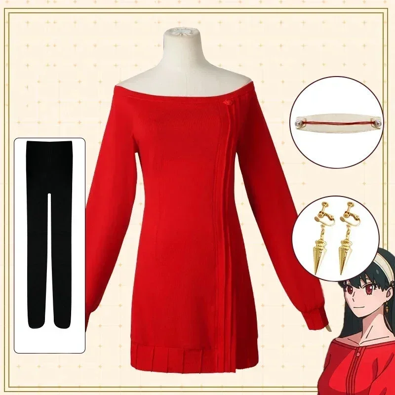 Yor Forger Cosplay Long Red Kn - огляд і ціна Anime Cosplay Yor Forger